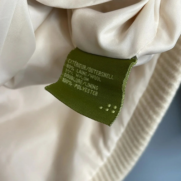 SOIA & KYO Ribbed Wool Blend Coat Cream with Black Contrast Buttons and Piping S - Picture 11 of 15